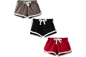 FedMois Pantalones Cortos con Cintura Elástica de Algodón para Niño Niña (Pack de 3)
