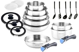 Arthur Martin AMBI20S Batterie de Cuisine Tous Feux Dont Induction Inox, 20 Pieces