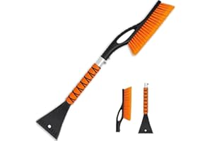 PLACHIDAY UMUACCAN 27'' Snow Brush - Detachable Ice Scraper for Car Windshield with Ergonomic Foam Grip for Snow Removal
