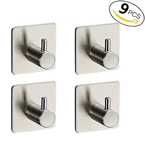 Preisvergleich Produktbild Handtuchhaken Selbstklebende Bad Küche, Haken Kleiderhaken Ohne Bohren Edelstahl Bademantelhaken Handtuchhalter für Küche Bad, 4 Stück Wandhaken Mit 5 Stück S Haken