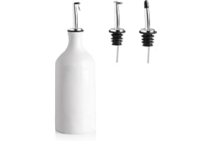 SWEEJAR HOME SWEEJAR Bouteille distributrice d'huile d'olive en porcelaine, opaque protège l'huile pour réduire l'oxydation, 467 ml (blanc)