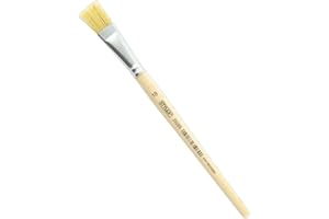 Stylex 35089 - Pennello piatto con setole di misura n. 18, manico naturale, per dipingere con tavolozza, tempere, acquerelli, olio e acrilico, ideale anche per la scuola