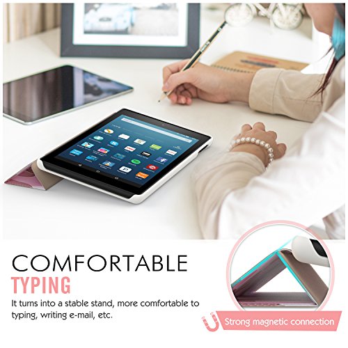 MoKo Hülle für Fire HD 8 2016 – Ultra Slim Lightweight Schutzhülle Smart Cover mit Auto Schlaf / Wach Funktion und Standfunktion für Fire HD 8 Tablet (6. Generation – 2016), Blumen Violett - 7