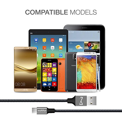 [3 Pack: 30cm/180cm/300cm]Version Micro USB auf USB Kabel[ Lebenslange Garantieserie],multifun High Speed USB 2.0 A Stecker Datenkabel Extra Langes Nylon Braided Anschlusskabel auf Micro B für Android Samsung HTC Motorola Nokia LG HP Sony Blackberry und mehr - 7
