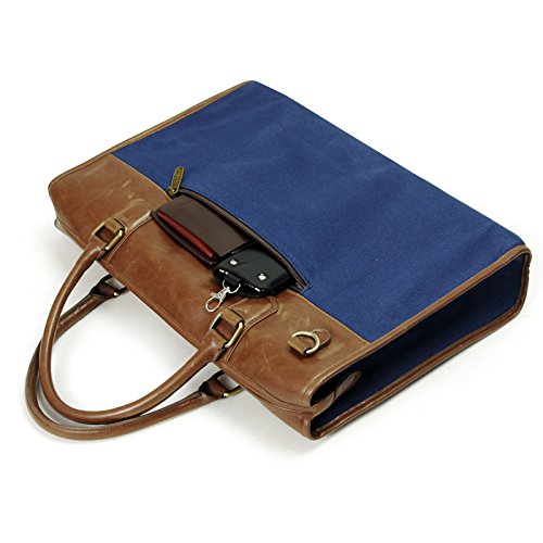 Lavievert Laptop-Tasche , aus Baumwolle , Segeltuch und PU Leder . Mit Seitwärts Banden Entworfene Klasische Laptop – Schulter – Tasche und Handtasche ( 2 in 1 ) / Notebook Gepolsterte Hülle für mehr als 15.6 Zoll Laptop ( 2 Säckechen dain, der Gepolsterte Sack für über 14 Zoll Laptop , auch geeignet für 15-Zoll MacBook , der andere Sack für über 15.6 Zoll Laptop ) - 6