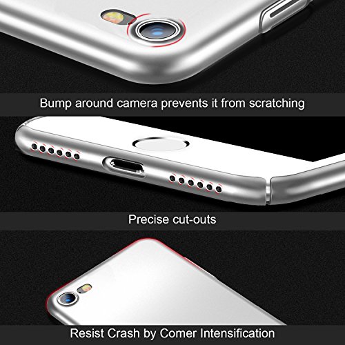 Funda iPhone 8  Funda iPhone 7  HUMIXX Alta Calidad Ultra Slim Anti-Rasgu  o y Resistente Huellas Dactilares Totalmente Protectora Caso de Pl  stico Duro Cover Case  plata 