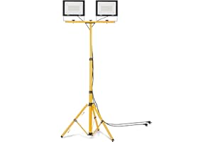 UISEBRT Projecteur LED 2 * 100W blanc chaud avec trépied Eclairage Extérieur LED avec cordon d'alimentation Lumières d'inondation étanche IP66 pour garage, jardin, chantier de construction