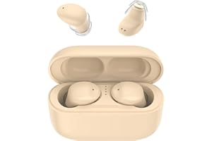 Xmenha Unsichtbare Kopfhörer kabellos Bluetooth Mic kleinste Mini Wireless Ohrhörer versteckte winzige Headphones klein für die Arbeit Noise Cancelling Sleepbuds Schlaf Hörer für Seitenschläfer Beige