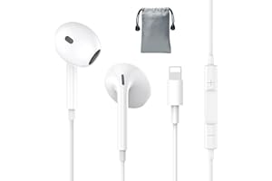 OLKIEQZ Cuffie per iPhone 【Certifiés MFi】 HiFi Stereo Caschi con cavo con microfono, isolamento acustico resistente al sudore, controllo del volume di supporto, compatibile con iPhone 13/12/11/Pro/8/7/iPad