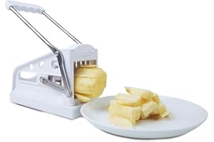 IMPECCABLE CULINARY OBJECTS (ICO) ICO Cortador de Patatas, Cortador Patatas Fritas Profesional con 1 Cuchilla en Acero Inoxidable, Corta Patatas Manual con Tecnología Antideslizante
