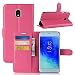 Produktbild Fusutonus Samsung Galaxy J3 Hülle, Ultra Slim Handyhülle Samsung Galaxy J3 Tasche Leder Flip Case Brieftasche Etui Schutzhülle mit Kartenfach Halterung für Samsung Galaxy J3 - Rosig