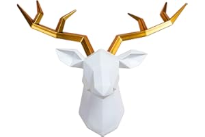kowaku Cabeza de Ciervo, Decoración de Pared, Escultura de Pared, Cabeza de Animales, Estatua de Resina Geométrica