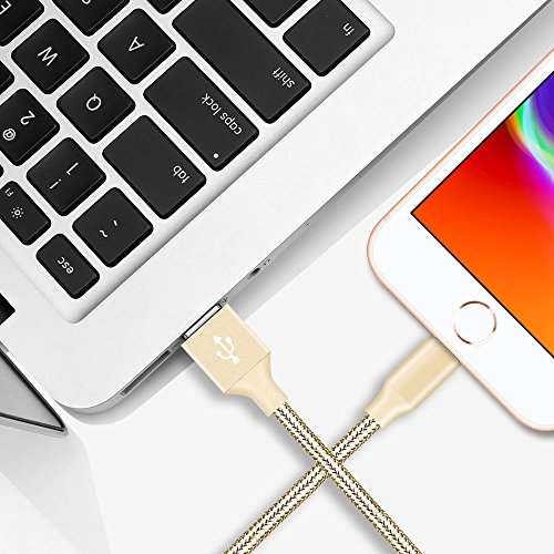 Youer C  ble iPhone 2M   Pack de 3  C  ble Lightning vers USB Chargeur iPhone en Nylon avec Aluminium Connecteur pour iPhone X 8 8 Plus 7 7 Plus 6s 6s Plus 6 6 Plus SE 5C 5S 5 iPad iPad Pro  Or 