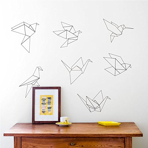BLACK Origami papercranes wall sticker Art Vinyl Sticker home decor