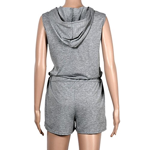 Mode Damen Overall,Xinan Frauen Sommer Zipper Sleeveless Hoodie Jumpsuit kurze Hose (XL) - 4