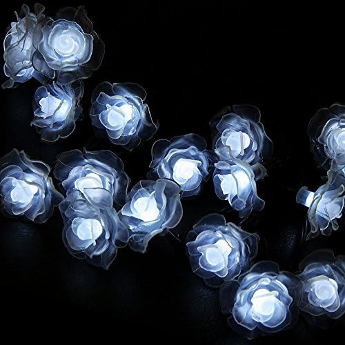 Solar String Lights Garden,30 LED Patio String Lights Rose For Indoor Outdoor Garden Holiday Party Wedding Lawn Decor(20ft white )