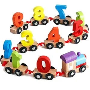 Popsugar Wood Wooden Train With Numbers Educational Toy, Multicolour