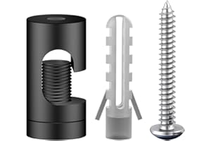 ‎OASHISU OASHISU 1 Stück Aluminiumlegierung Aufputz-Kabelhalter für Lampe Zweiteilige Wand- und Deckenpins für Textilkabel Deckenbefestigung Affenschaukel DIY mit Schrauben und Dübeln, Schwarz