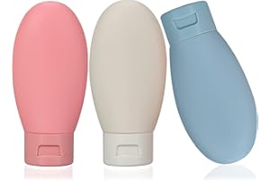 LIYUABU 3 pezzi set di bottiglie da viaggio,60ml bottiglie da viaggio e contenitori, piccole mini bottiglie di plastica vuote da spremere per articoli da toilette da viaggio con borsa di stoccaggio