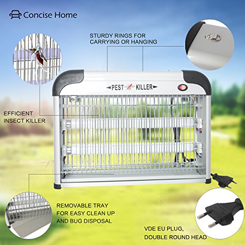 Concise Home 20W UV INSEKTENVERNICHTER, SCHNELL, EINFACH, CHEMIEFREI, Schädlingsbekämpfung, Mückenabwehr, Insektenabwehr u. Insektenlampe in einem, GEGEN alle fliegenden INSEKTEN … - 3