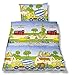 Produktbild Aminata Kids Kinder-Bettwäsche 100-x-135 cm Bagger BAU-Fahrzeuge Auto-s Betonmischer Baby-Bettwäsche 100-% Baumwolle Renforce alt-rosa dunkel-blau Schloss Junge-n