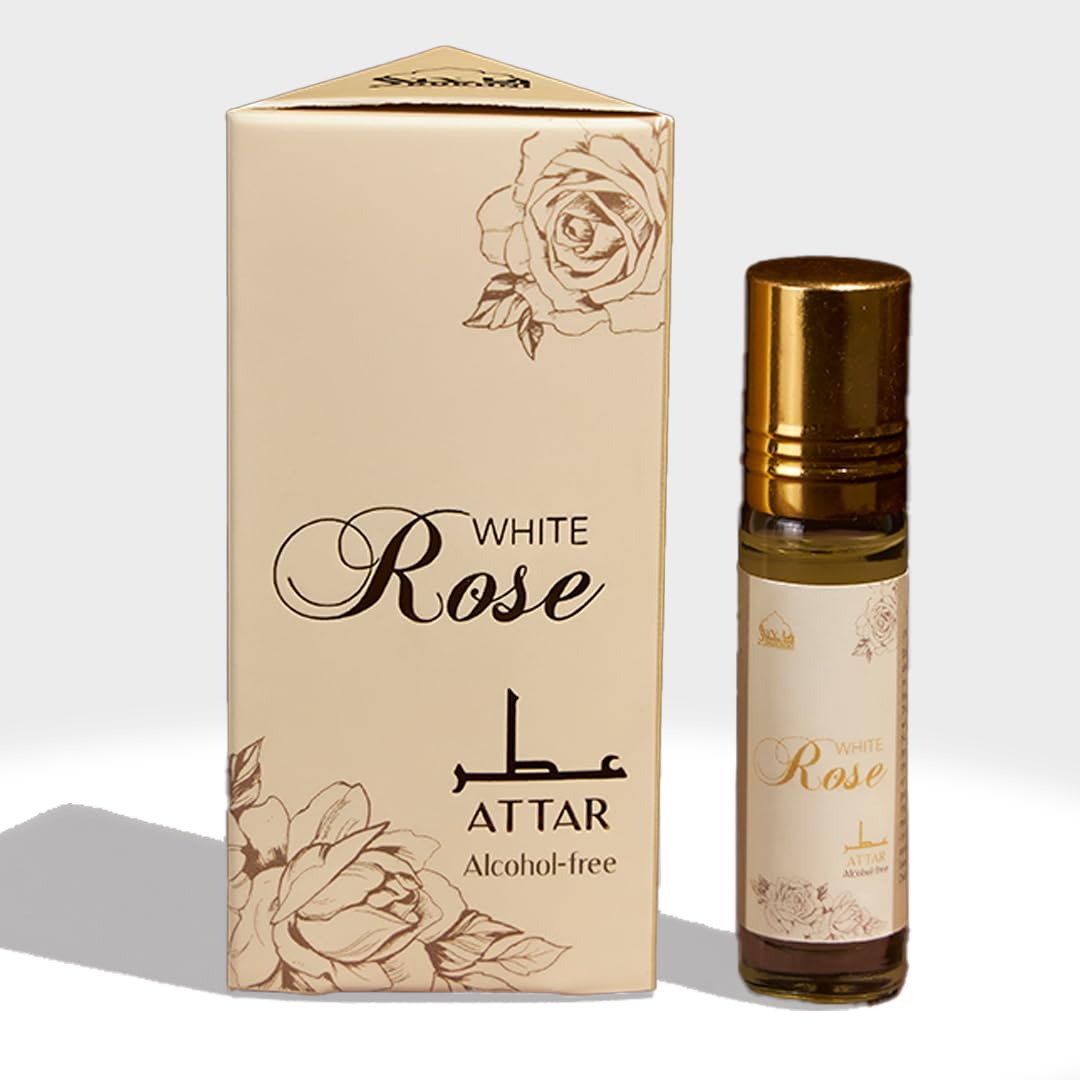 Dukhni White Rose Attar Oil|Arabic Perfume Oils For Men And Women|100% Pure Ittar Roll On Perfume,Oud Oil,Woody Oudh Perfume|
