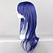 Anime Wig Dark Blue Long Wavy 60CM Women Girls Cospaly Hair Full Wig + Wig Cap