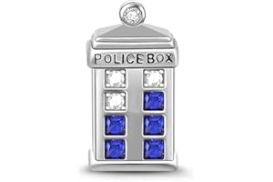 GNOCE Charm de Police Box Time Machine Tardis de Doctor Who en Argent Sterling 925 "Univers est Grand Charm Bead avec Czs Compatible avec Bracelets et Colliers Cadeau de Noël pour Femme Famille Fille