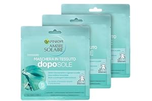 Garnier Ambre Solaire masque Doposole en tissu avec acide hyaluronique, idrata la peau et rallonge l'tannerie, 3 pièces