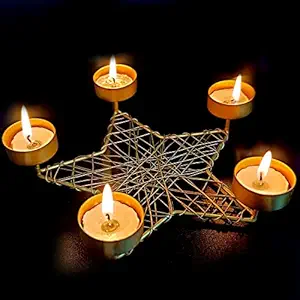 The Purple Tree Metal Mesh Star Tealight Candle Holders for Diwali Christmas( Pack of1) Diwali Tealights, Corporate Gifts, Home Decor Gift Item , Diwali Candle Decoration , Diwali Gift