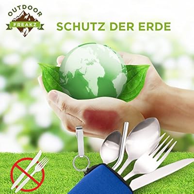 Posate Da Campeggio Pieghevoli In Acciaio Inox - Set 4 In 1 Con Custodia Neoprene, Leggere E Compatte - Foto 7