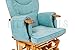 LUXURIOUS HUSH HUSH SOLID OAK WOOD GLIDER CHAIR WITH BABY BLUE CUSHIONS - NURSING GLIDER / ROCKER / ROCKING / MATERNITY / FEEDING CHAIR (With Locking Mechanism & Free Matching Footstool)
