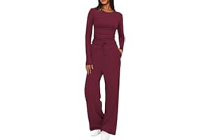 JFAN Tuta da Donna Moda 2 Pezzi Completo Sportivo Manica Lunga Set Girocollo Tinta Maglia e Pantaloni Autunnale Invernale Casual Casa Training Sportwear