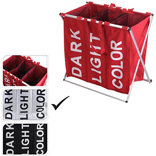 Wäschesammler 3 Fächer Wäschekorb Wäschetruhe Wäschebox Truhe Box Korb Weiss