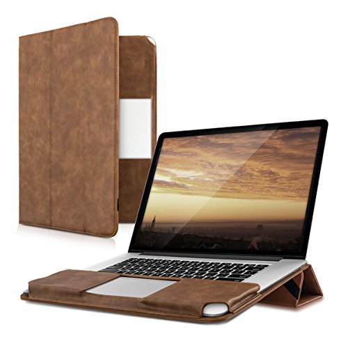 kwmobile Smart Cover Case für Apple MacBook Pro Retina 13" (Modelle ab Ende 2012 - Mitte 2016) aus Kunstleder mit Aufstellfunktion in Braun