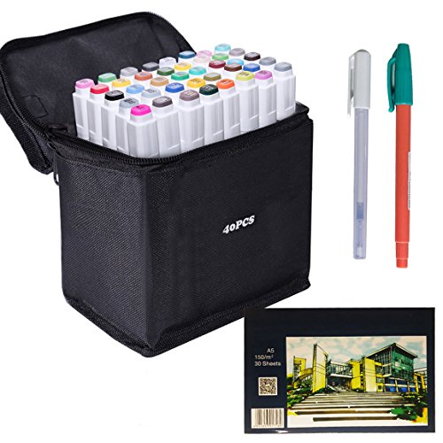 Marker Pen Set Dibujo rotulador Animación Boceto Marcadores Set de doble marcador de punta para el artista gráfico Manga marcadores de cepillo (40)