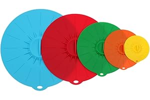 ISIYINER Coperchio in Silicone Universal Silicone Ciotola Coperchio Riutilizzabile Perfetti per Alimenti 5PCS