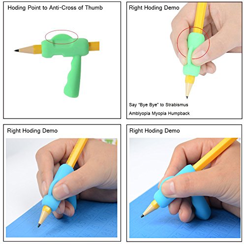Pencil Grip, Ergonomic Rubber Pencil Grip Schreibhilfsmittel zur Korrektur der Kinderhandschrift (3 Typen-Packung mit 6 Stück) - 4