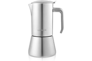 wedrink Stovetop Coffee Makers Stainless Steel Moka Pot for Induction | 4 Cups Coffee Percolator Pot Coffee Espresso Maker Sliver (4 cupx50ml)