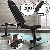 ⭐⭐⭐⭐⭐ EIGENSCHAFTEN: Multifunktions-Hantelbank aus robustem Stahl, Abmessungen 127/33/46-123 cm, max. Belastung 200 kg, Gewicht 12,2 kg