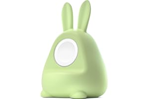 ELETIUO Lade-Ständer mit Silikon-Dock kompatibel mit Apple Watch Series 1-10/SE/SE2/Ultra/Ultra 2 (49/45/44/42/41/40/38mm), Hasen-iWatch-Ladestation mit Nachtmodus, mintgrün