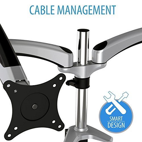 V7 Professional DM3GSAD-1E LX Doppel-Gasfeder-Monitor-Halterung für zwei Monitore bis zu 76.2cm (30 Zoll) oder mit 8kg Gewicht (Vesa 75×75, 100×100) - 4