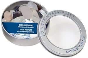 ‎LAPIS VITALIS Lapis Vitalis Wassersteine Basis-Mischung - Energiesteine Set in einer edlen Metall-Geschenkdose - Ausgewählte Rohsteine - Edelstein Mischung aus Amethyst, Bergkristall & Rosenquarz