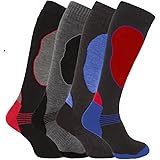 Chaussettes de Ski Lot de 4 Long Thermique Haute Performance Homme ( EU 39 - 45 ) - Multicolore