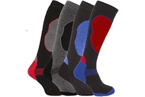 BONJOUR 4 Pairs of Mens High Performance Thermal Ski Socks-Assorted-UK 6-11 (Eur 39-45)