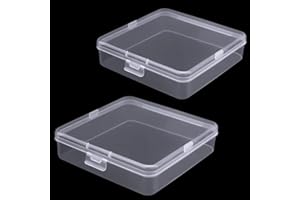 Qualsen 2 Petite Boite de Rangement Plastique Transparent avec Couvercle, Boite Rangement Perles pour Collecter de Perles, Bijoux, Artisanat, Petits Objets, Pièces de Jeu (13.2 x 13.2 x 3.3 cm)