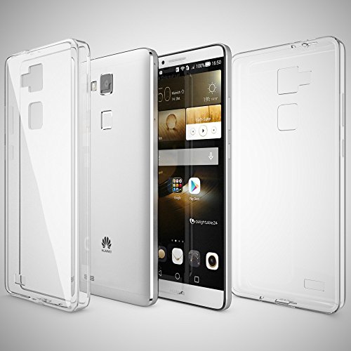 Huawei Ascend Mate 7 Cover Custodia Protezione di NALIA, Slim Case Protettiva Trasparente Cellulare in Silicone con Bordi, Gomma Clear Copertura Sottile Bumper per Telefono Ascend Mate-7 - Trasparente