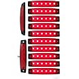 YUK 10 pcs 3.8" 6 LED Side Led Marker Trailer marker lights for trucks, Marker light amber, Rear side marker light, Truck cab marker lights, RV marker light (Red)