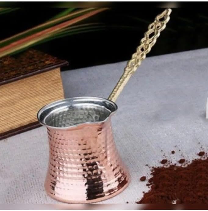 2 Kişilik Fincanlık Sapı Isınmayan İçi Kalaylı Bakır Cezve Bakır Kahve Cezvesi
