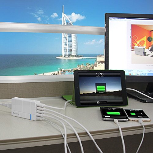 Delippo® 5-Port USB Ladegerät 50W 5V /10A Ladeadapter Charger für iPhone 6S / 6S Plus / 6 /6 plus/ iPad Pro / Air / Mini / Samsung Galaxy S7/ S7 Edge / S6 / S6 Edge /Note 3 2 und Android Geräte (Smartphone, Tablet) Schwarz - 7